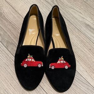 Talbots black suede Ryan Christmas car loafers 7.5